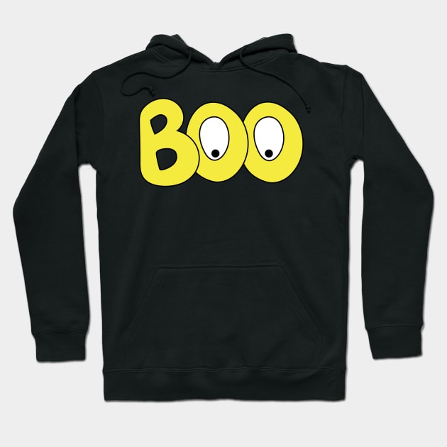 BOO text art cartoon eyes yellow bubble letters Hoodie by Angel Dawn Design